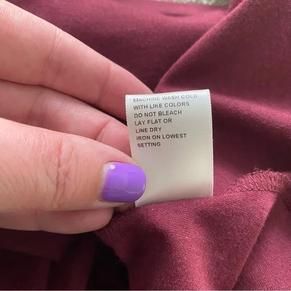 Johnny Was Calme Burgundy Red Flute Sleeve Pom Pom Swing Dress Small - Picture 14 of 14